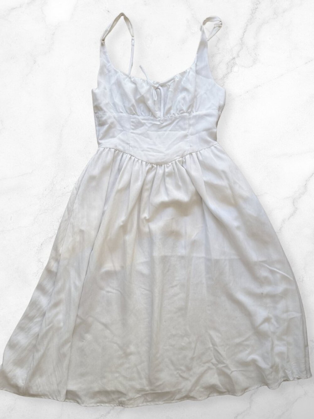 May Designs White Cottagecore Corset Midi Dress Size L